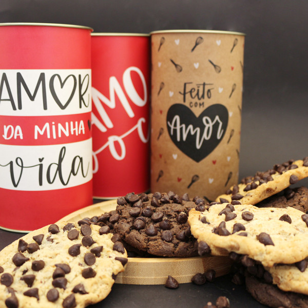 Lata Cookies Amor (4 baunilha 50g + 4 chocolate 50g)